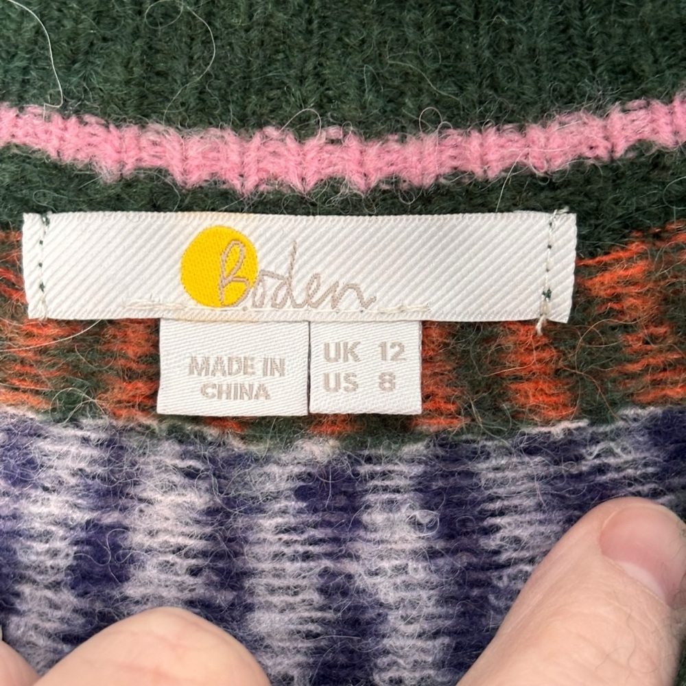 Boden Hettie Fluffy Fair Isle Bubble Sleeve Oversized Sweater - Sz 8 (UK 12) - Picture 4 of 11